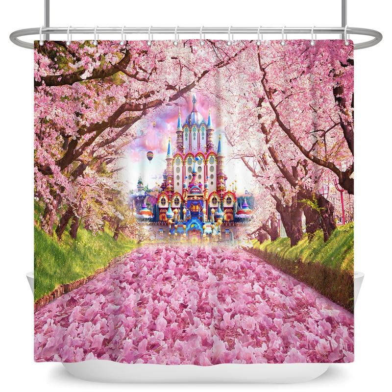 Enchanted Forest Shower Curtain Cartoon Magic Tale Mushroom Wonderland Gothic Shower Curtain Waterproof Bath Decor With Hooks