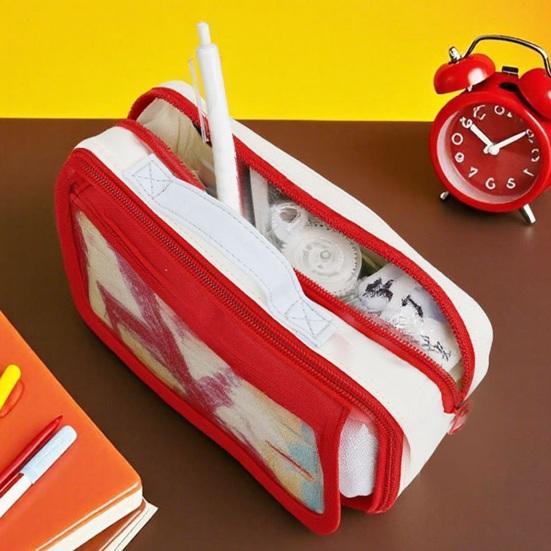 Tragbares Federmäppchen mit Griff, große Kapazität, Schreibwaren-Organizer für Schüler, süßes Bären-Design, Stifttasche für Schul- und Bürobedarf