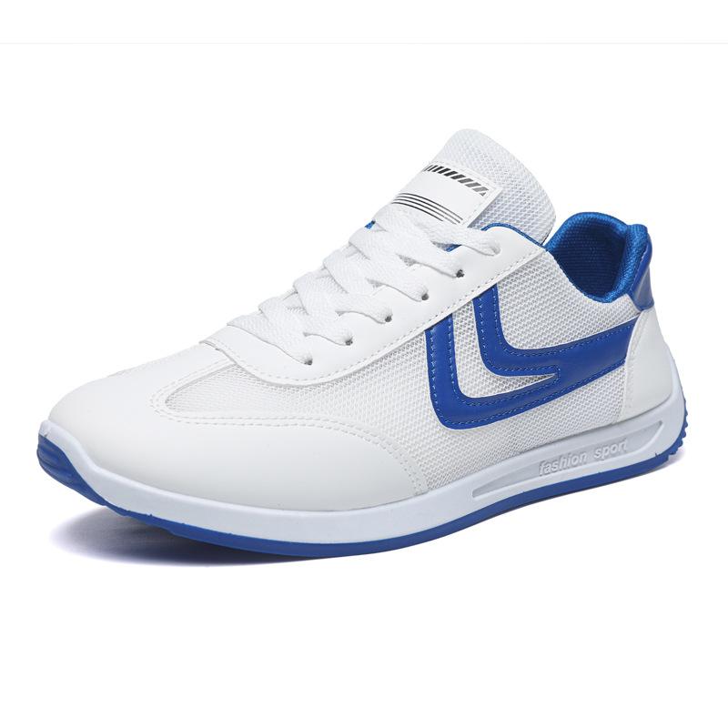 

Весенние и осенние сетчатые дышащие мужские туфли, повседневные, со шнуровкой спереди, с мягкой подошвой, молодежные трендовые спортивные туфли 44 белый/синий