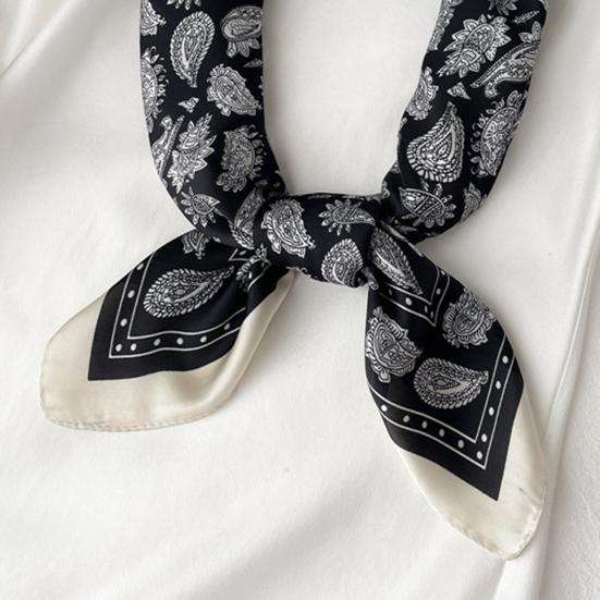 Silky Scarf Paisley Printing Smooth Texture Wrinkle-Resistant Windproof Imitation Silk Scarf Commuting Business Layering Neck Accessory