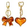 Fashionable Colorful Heart Shape Bowknot Keychain Ornament Trendy Accessories Gift Suitable For Women And Girls