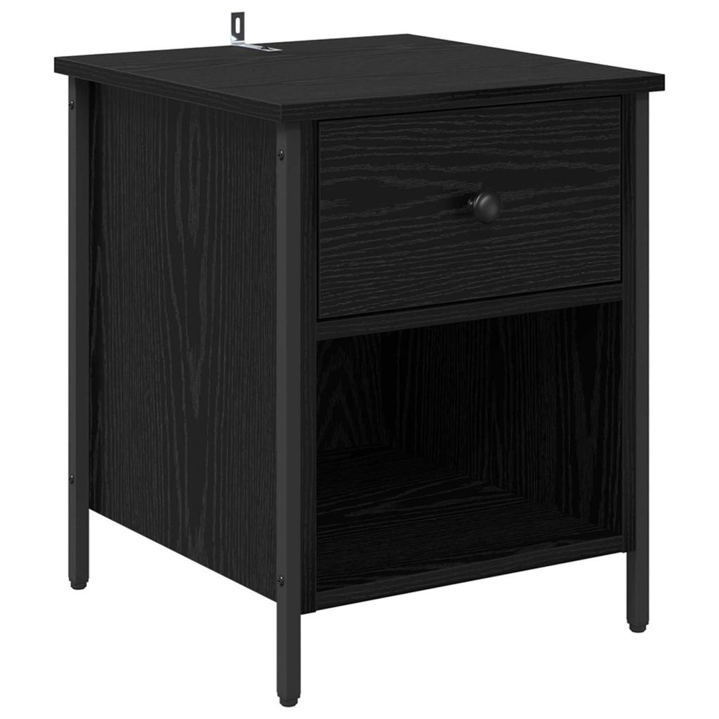 Nightstand Black Oak Effect 40 X 42 X 50 Cm Wood Based Panel