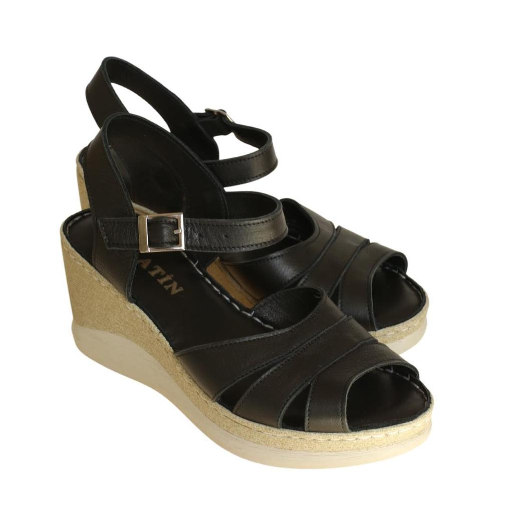 Damenschuhe aus echtem Leder mit Keilabsatz