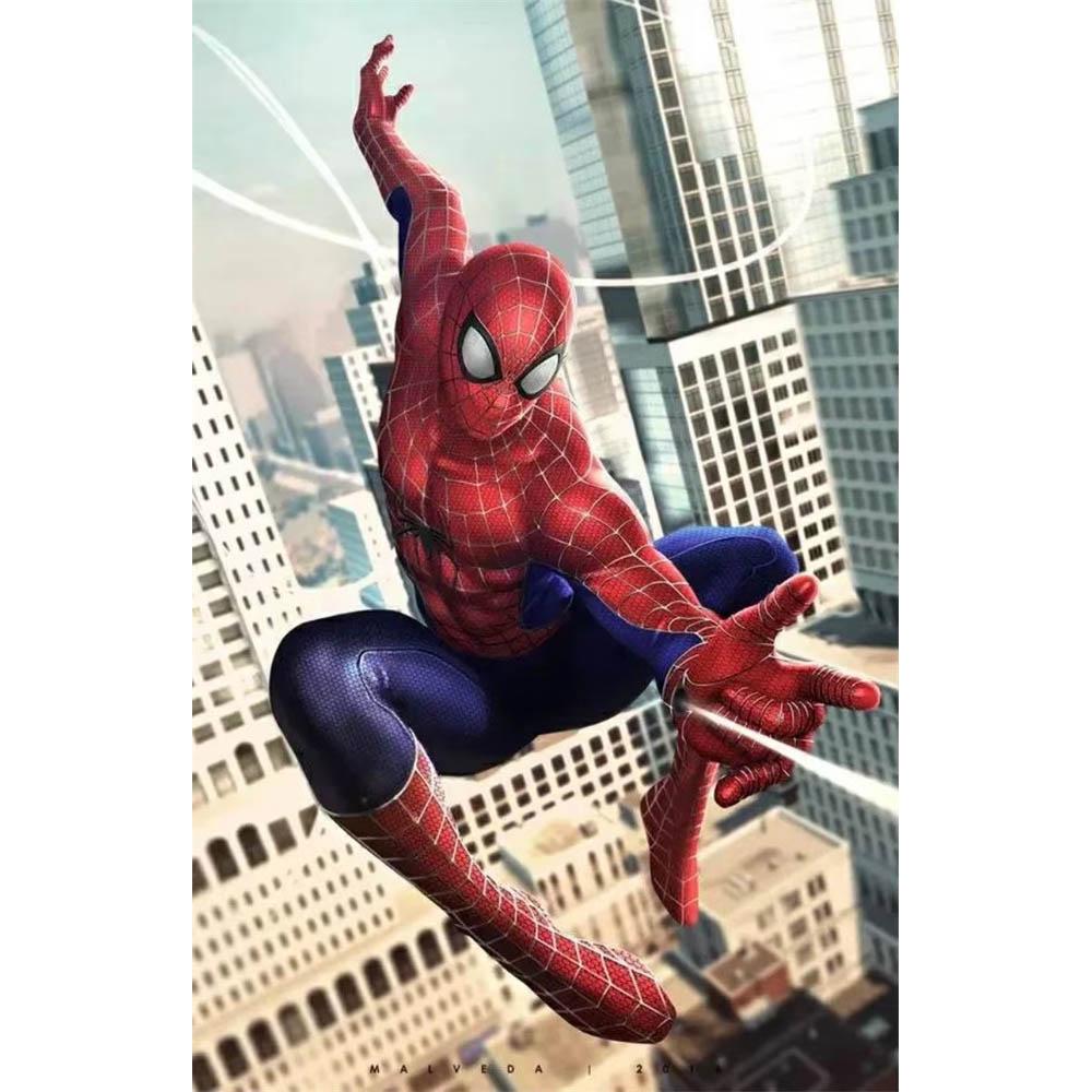 

Collection of Spider-Man Famous Scenes, Diamond Paintings Full of Diamonds, Handmade DIY Full Diamond and Gem Stickers for Home Decoration Paintings Round 20x30cm
