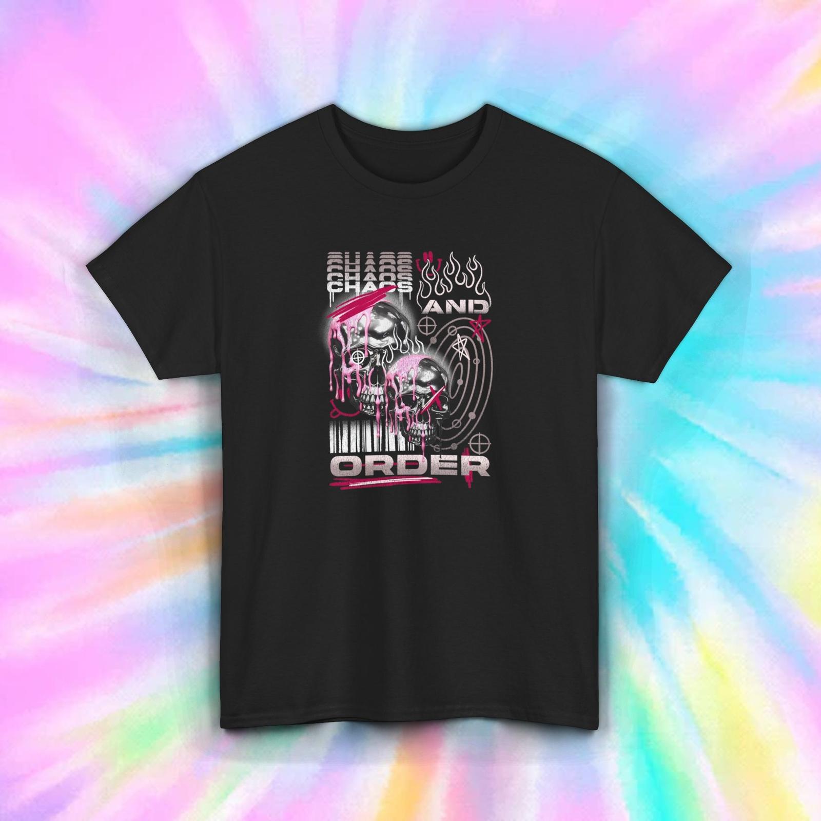 Chaos and Order T-Shirt | Edgy Skull Design | Streetwear Graphic Tee | S-5XL XXXL