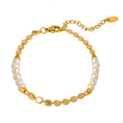 Stainless Steel Beaded Bracelets For Women Natural Freshwater Pearl 18K Gold Plated Waterproof No Tarnish Women's Hand Bracelet