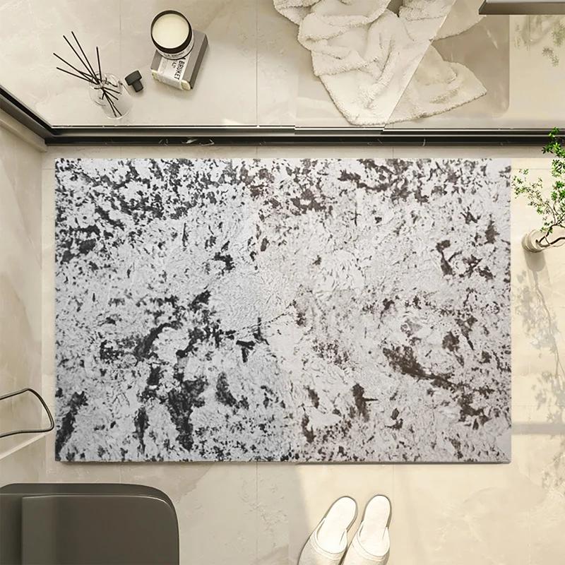 Bathroom anti slip absorbent mat with luxurious marble pattern toilet quick drying floor mat bathroom rug toilet mat