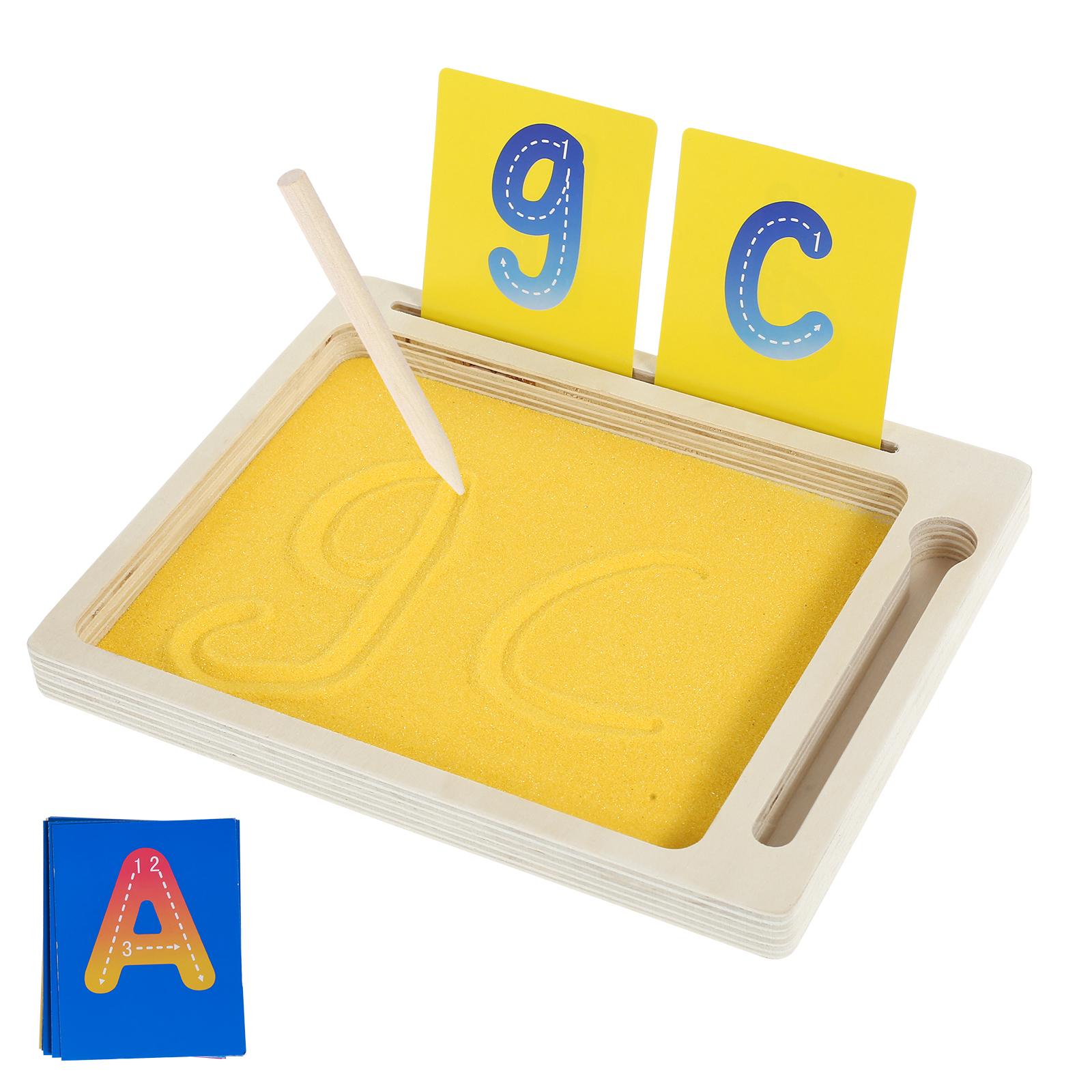 

1/2Pcs Kids Wooden Sand Writing Tray Educational Toddlers Sand Tray Toy Learn Letters and Numbers for Kids Over 3 Years Old