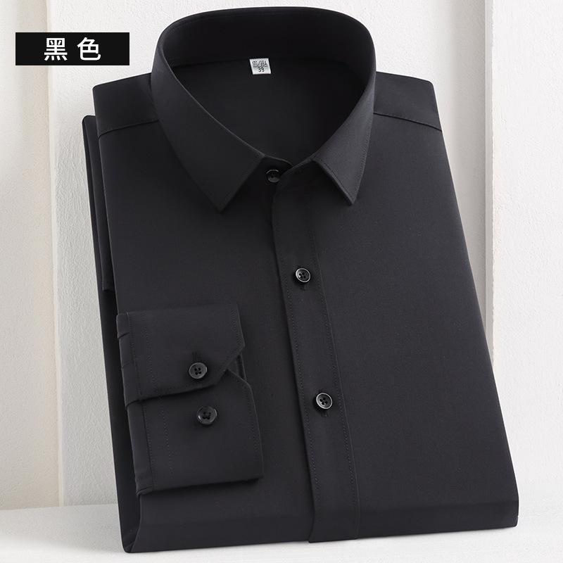 Spring New Fashion Casual Long Sleeve Shirt Men's Bamboo Fiber Non-ironing Solid Color Shirt