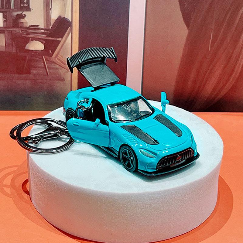 Pull-Back Sports Car Keychain: Cartoon Car Pendant & Keyring Toy for Bags