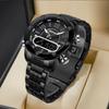 Yashidun Men's Luminous Dual Display Waterproof Quartz Watch with Steel Band