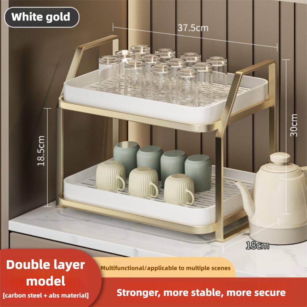 With Drip Tray Countertop Storage Rack Plastic + Carbon Steel Wine Glasses Holder  Bathroom