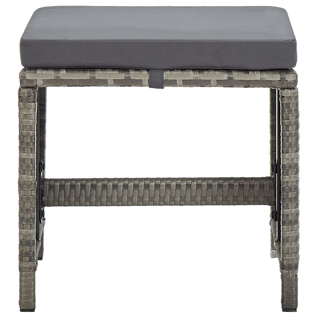 Vidaxl Garden Stools With Cushions, 4 Pcs., Poly Rattan, Grey
