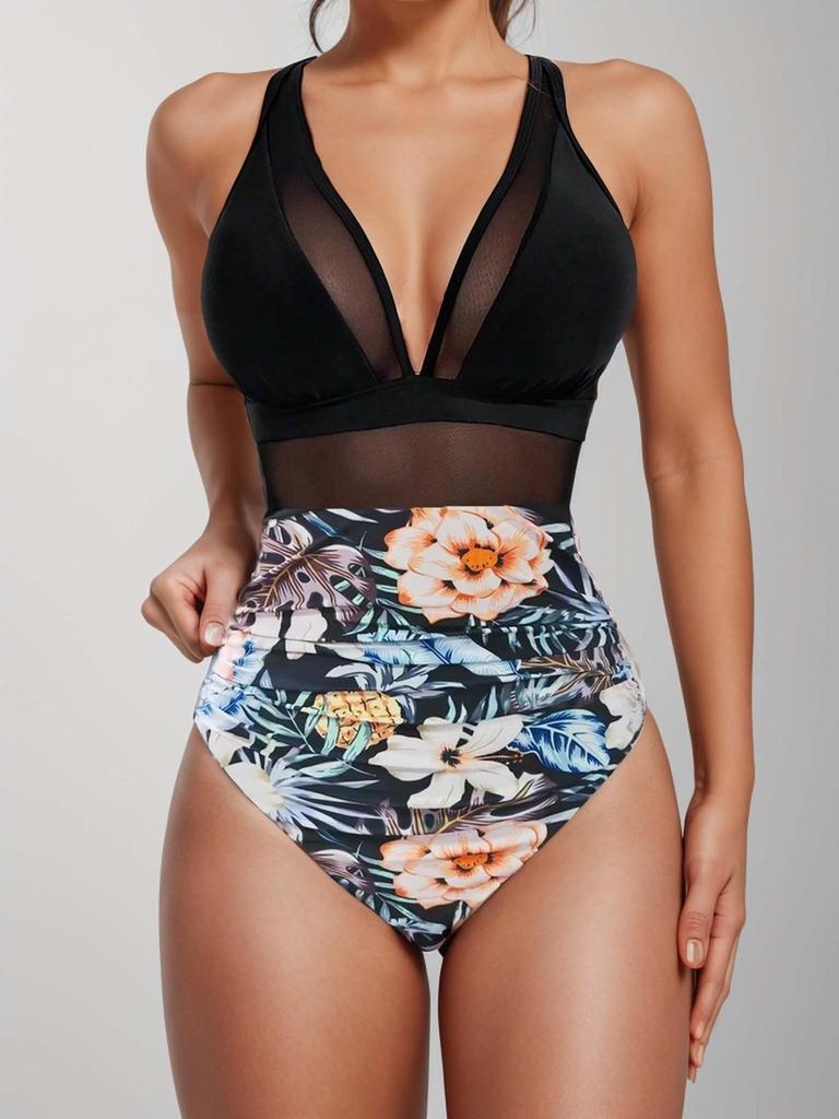 2025 European & American Backless Mesh Bikini Swimsuit