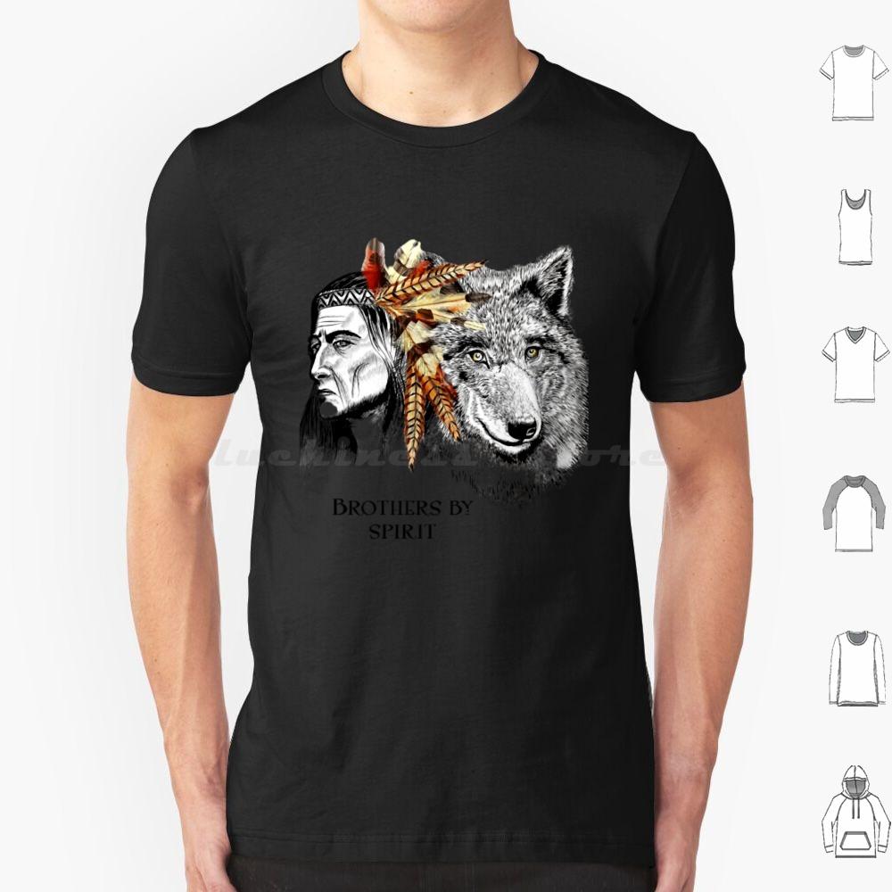 The Indian Leader And The Wolf Brother Balancing Spirituality  Nature  And FriendshiptShi T Shirt Big Size 100 Cotton S