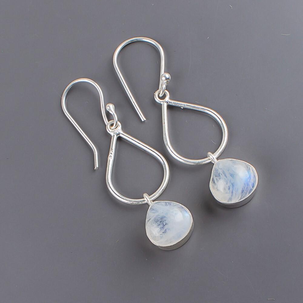 Regenbogenmondstein Edelstein 925 Sterlingsilber Schmuck Handgefertigte Ohrringe 1,90" EE-19-32