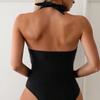 Strap Up Neck One-piece Swimsuit Women Concealing Flesh Slimming Bikini Beach Hot Conservative
