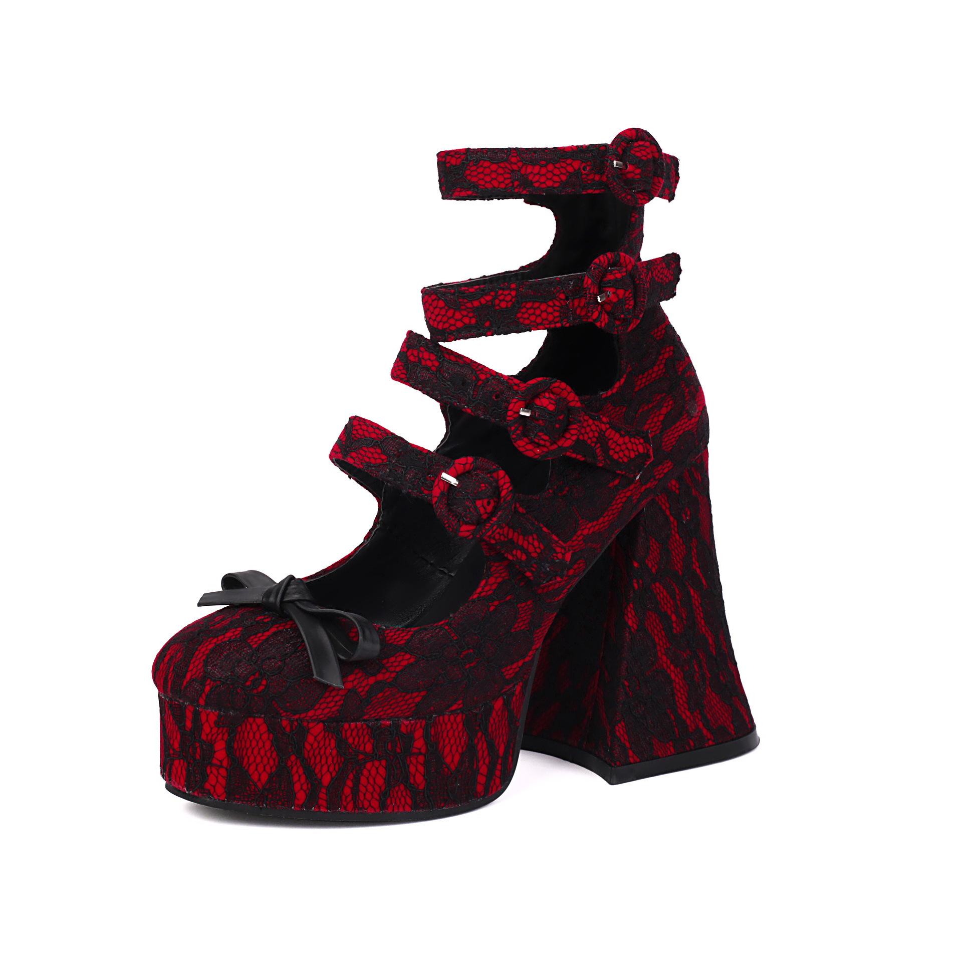 Single Shoes Wind Lace High Heels