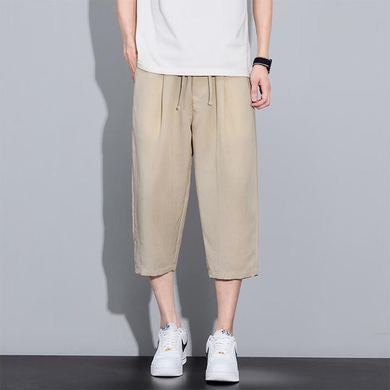 MEDE Men's Tencel Linen Cropped Casual Pants