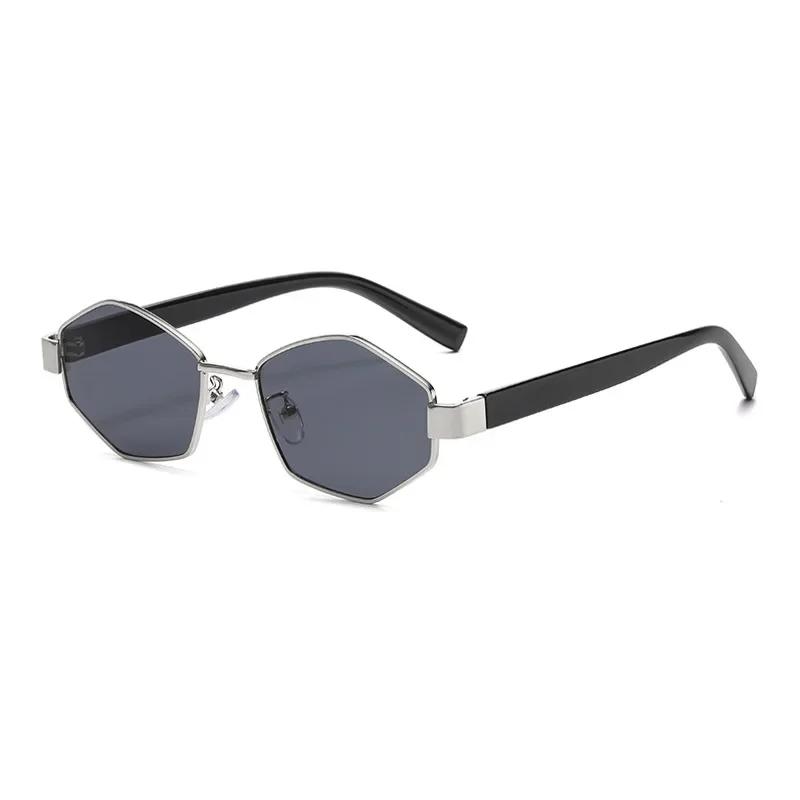 Polygonal Metal Frame Sunglasses for Women Men UV400 Outdoor Sports Sun Glasses Male Trendy Solid Hinge Goggle Shades