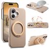 360 Rotating Magnetic Kickstand Lychee Grain Leather Phone Case For iPhone 17 Pro Max 16 Plus 15 14 13 12 11 Shockproof Cover