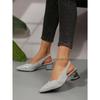 Scarpe da Lavoro da Ballo Basse con Strass Appuntati per Donna, Bocca Bassa Texture Metallica