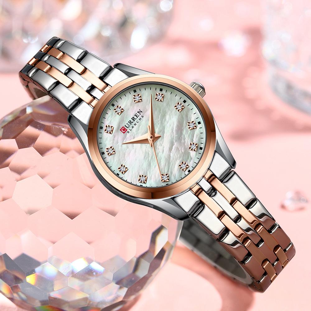 CURREN 9111 Women's Waterproof Steel Band Quartz Fashion Casual Wristwatch