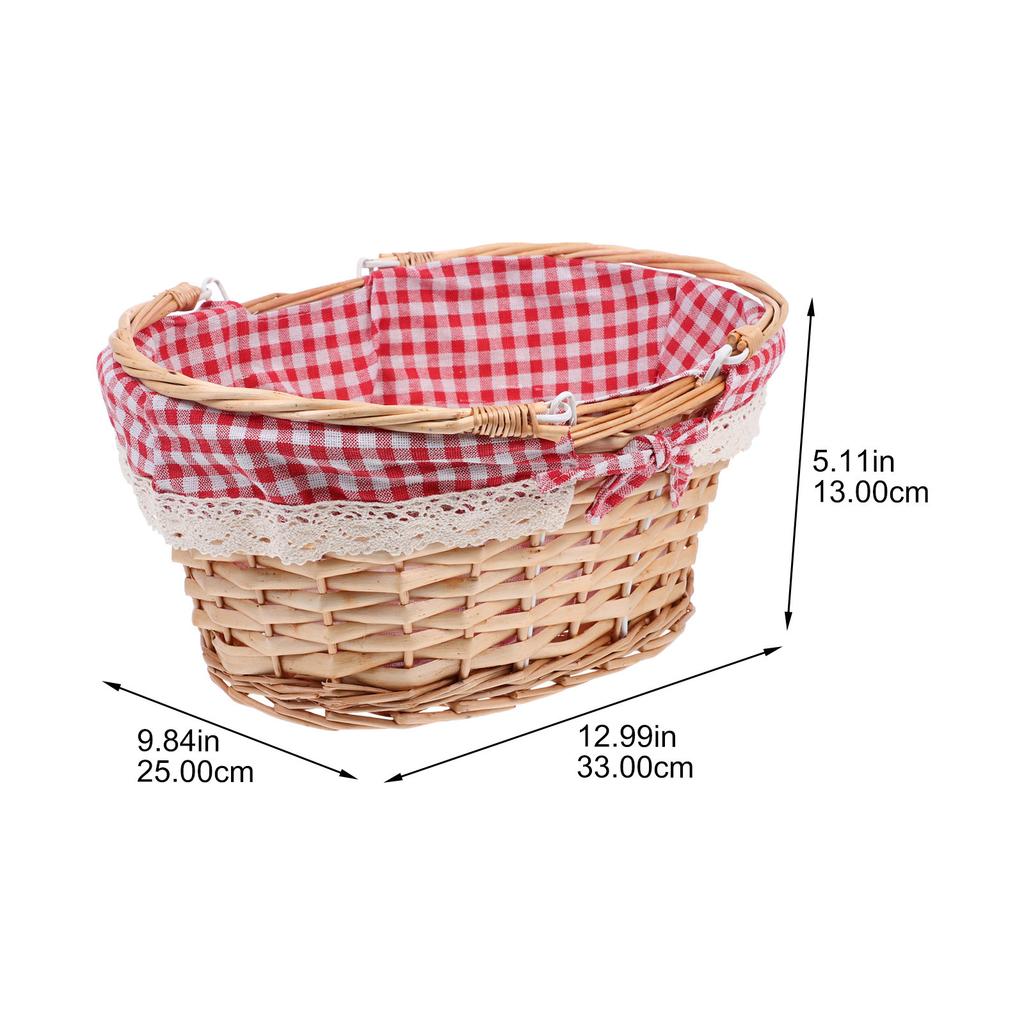 Woven Picnic Basket Natural Color Multi-Function Storage Basket Fruit Vegetable Snack Organizer Outdoor Sundry