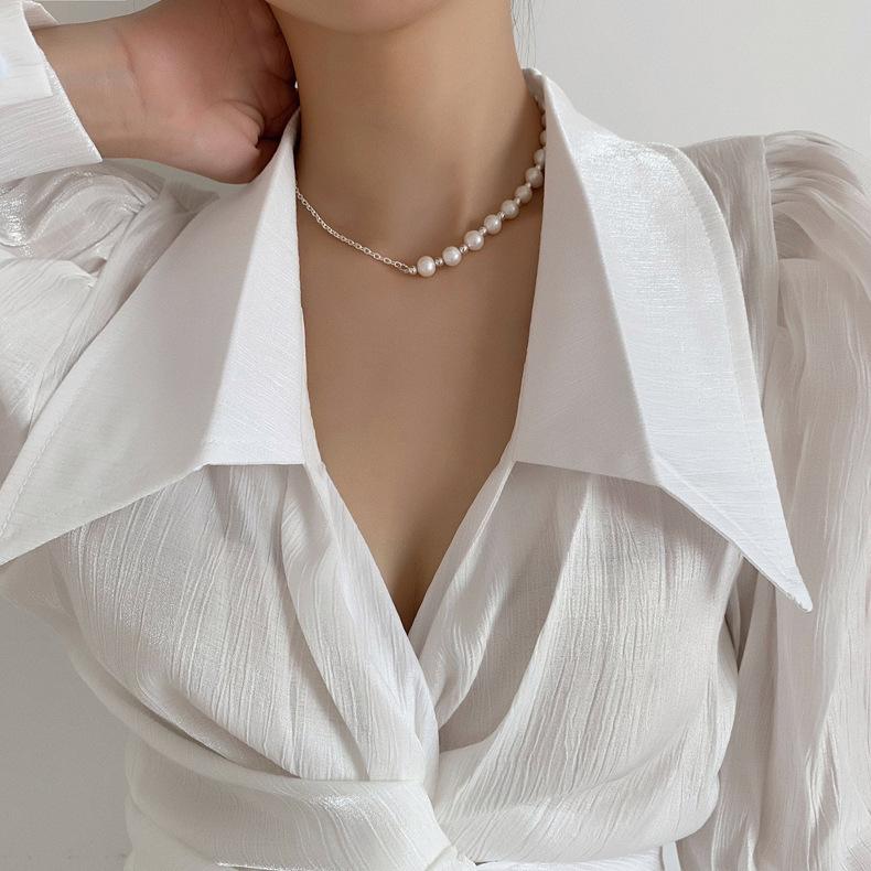 Freshwater pearl love necklace collarbone chain cold wind pearl chain neck chain