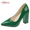 Fashion Aphixta 2025 New 10cm Square Heels Pumps Women Shoes Patent Leather Sexy Wedding Party Official Leisure Super Big Szie 31-50