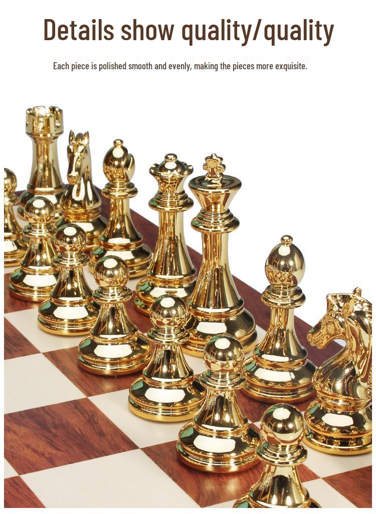 High-End International Metal Acrylic Folding Chess Set with Wooden Box