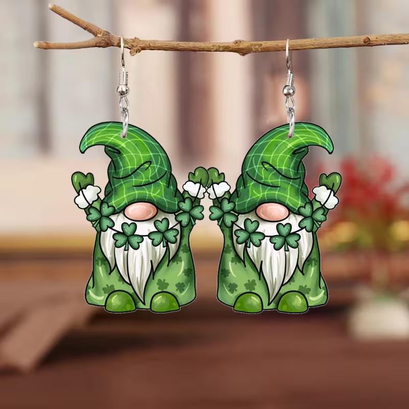 

2D плоский акриловый ст. Серьги на День Святого Патрика Забавный Дизайн Серьги с Мультяшными Животными Украшение для Вечеринки Ювелирное Изделие Подарок
