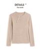 Women's Slim Fit Cashmere Sweater - Round Neck Ribbed with Diagonal Buttons, Elegant Knitwear for Autumn and Winter