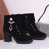 Trend Women Casual Outdoor High Heel Ankle Boots Autumn Winter Woman 2025 New Fashion Comfortable Short Boots Shoes for Women
