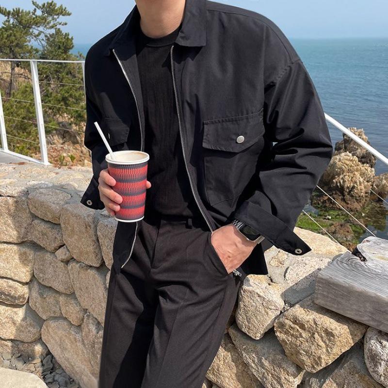 Workwear Lapel Jacket Men's Spring New Loose Jacket Korean Style Trendy Retro Top