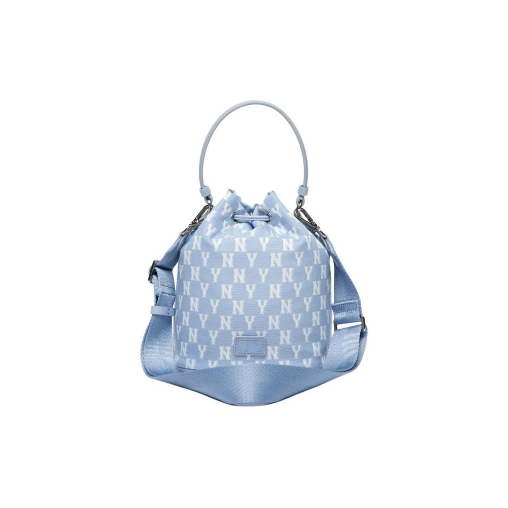 MLB Monogram Series NY Yankees Vintage Floral Print Letter Logo Polyester Bucket Bag Women bags Blue 3ABMS012N-50BLL