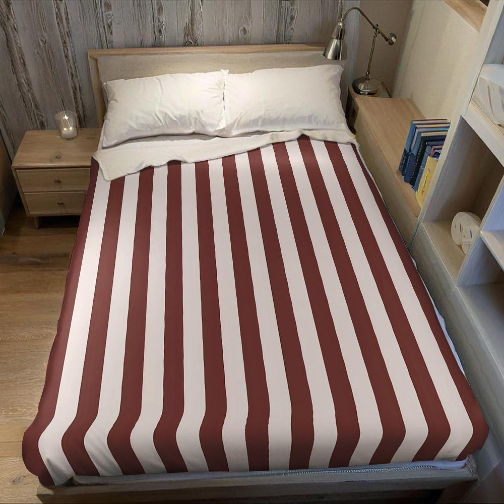 Burgundy Cream Stripe Flannel Blanket Warm Soft Halloween Christmas Couch Warm Cozy Decorative Decor Gift for All Season