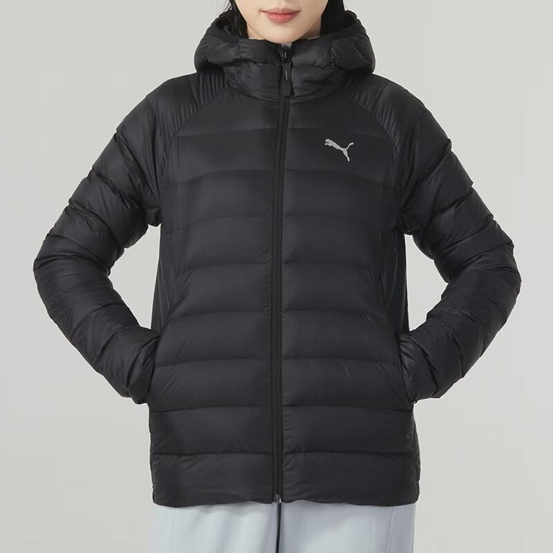 Puma Solid Color Lightweight Warm Breathable Hooded Down Jacket Women Outerwear Black 672283-01