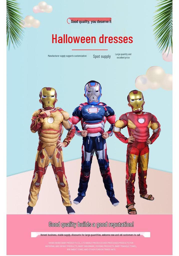 Children's Halloween Cosplay Costumes: Thor, Spider-Man, Venom, King Kong, Hulk.