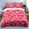 Pink Dachshund Camo Pattern Bedding Duvet Cover Set Duvet Cover Pillowcases  (1*Duvet Cover 2*Pillowcases, Without Duvet Insert)