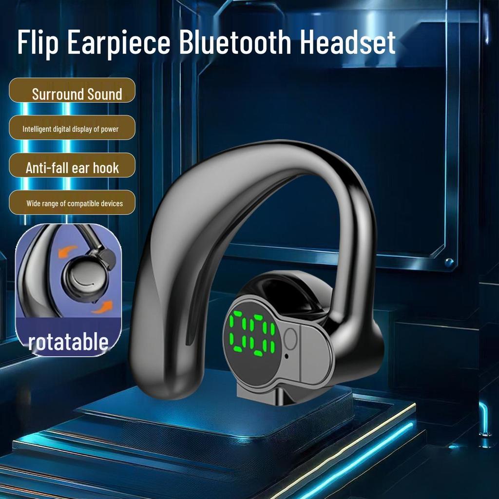 Waterproof Bluetooth 5.4 Earhook Headphones with Noise-Canceling, Rotatable Design & Ultra-Long Battery Life - Model S03
