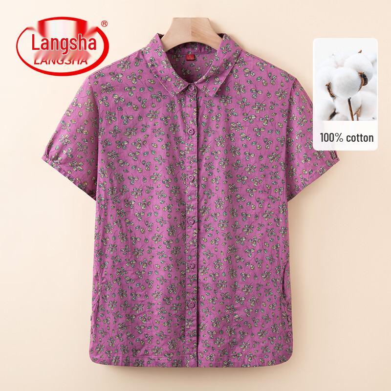 Langsha Women s Summer Short Sleeve Blouse 2XL