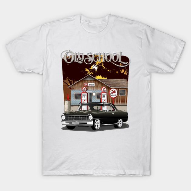 

Men Black Print T-shirt 1967 Black Chevy Ii Nova Old School Print No-Cut Transfer Paper Print Cotton Tshirt L білий