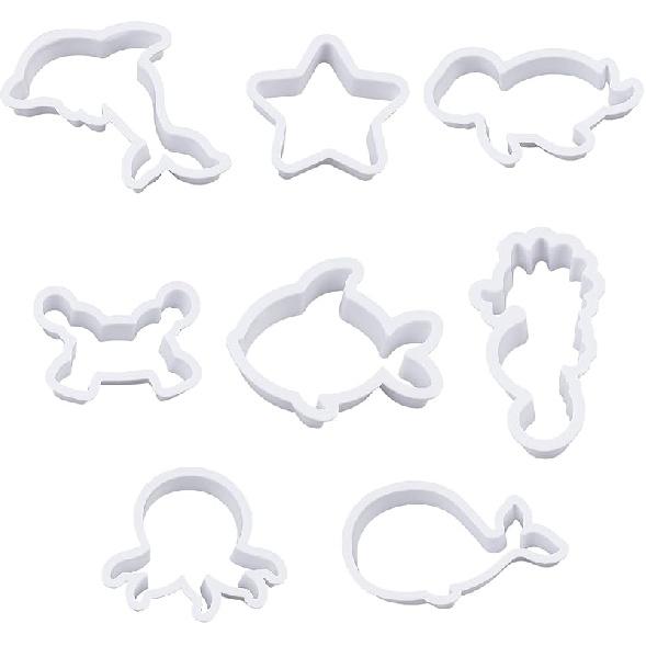 SUPERFINDINGS 8 Styles Plastic Cookie Cutters Ocean Cookie Cutters Polymer Clay Cutters Marine Animal Clay Cutter White Marine Life Cookies Fondant