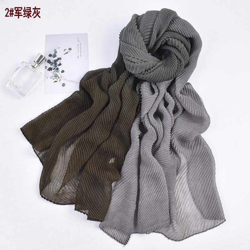 Autumn and Winter New High Quality Balinese Yarn Twill Wrinkled Long Scarf Breathable Pleated Wrapped Shawl