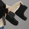 Retro soft leather Birkenstock boots, velvet flat-bottomed short boots, warm Martin boots, autumn and winter new soft-soled wide boots