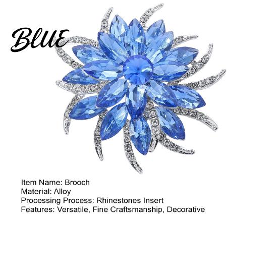 Brooch Women Flower Shape Sparkling Rhinestones Inlaid Practical Pin Glossy
