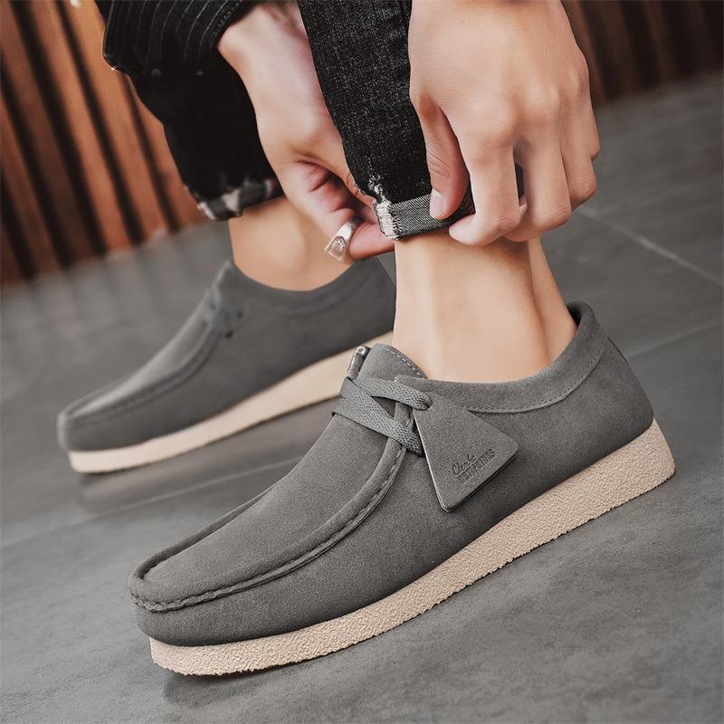 Fashion Suede Loafers Shoes For Men Grey Casual Shoes Men Platform Slip-on Men's Driving Shoes Lightweight Versatile Mens Shoes