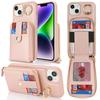 For iPhone 15 Plus/14 Plus Case with Zipper Pouch/Ring Kickstand/Strap Litchi Texture PU+TPU Phone Cover