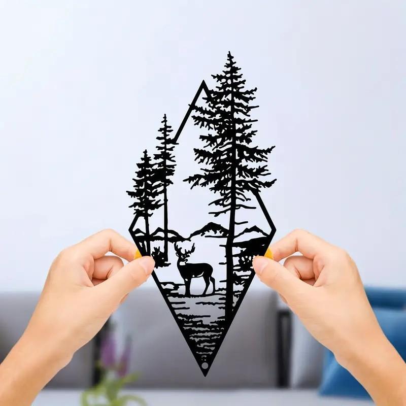 Nordic Scenery Theme Decor Iron Wall Hanging Art Home Decoration Triangle Mountain Metal Wall Ornament For Living Room Decor